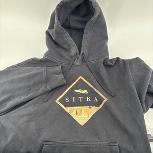 Sitka Gear Sweatshirt Mens Large Black Hoodie Pullover Logo Graphic Hunting